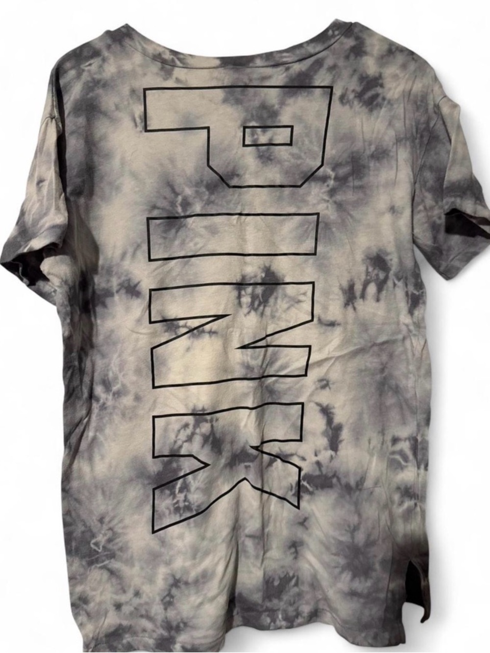 Victoria’s Secret PINK Women’s Tshirt, Black Tie Dye, XS